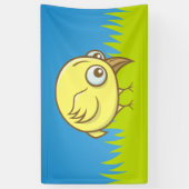 Gele vogelcartoon spandoek (Verticaal)