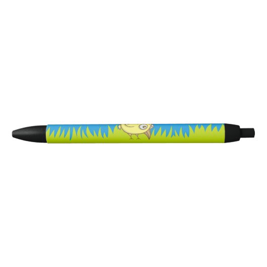 Gele vogelcartoon zwarte inkt pen (Voorkant)