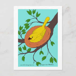 Gele vogelnest briefkaart