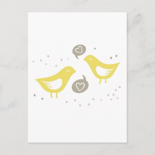 gele vogels die over liefde spreken briefkaart (Voorkant)
