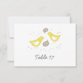gele vogels die praten over liefde tafel nummer kaart (Achterkant)