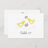 gele vogels die praten over liefde tafel nummer kaart (Voorkant / Achterkant)