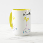 Gele vogels - grillig - schattig mok (Voorkant links)