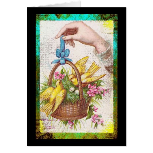 Gele vogels in een mandje (Voorkant)