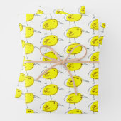 Gele Vogels Inpakpapier Plat Vel Set van 3 (In situ)