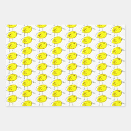 Gele Vogels Inpakpapier Plat Vel Set van 3