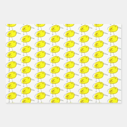 Gele Vogels Inpakpapier Plat Vel Set van 3 (Voorkant)