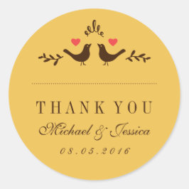 Gele vogels kleine hartbruiloft Dank je Sticker