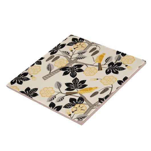 Gele vogels tegeltje (Zijkant)