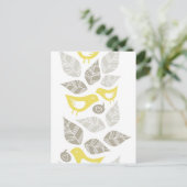 gele vogels zingen een horizontale liefdesgrens briefkaart (Staand voorkant)