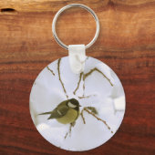 Gele vogelsneeuw Basic Button Key Ring Sleutelhanger (Voorkant)
