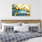 Gele vogelsoorten Waterverf Afdrukcanvas 20x13 Canvas Afdruk (Insitu (Slaapkamer))