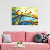 Gele vogelsoorten Waterverf Afdrukcanvas 20x13 Canvas Afdruk (Insitu (Woonkamer))