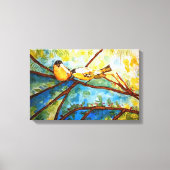 Gele vogelsoorten Waterverf Afdrukcanvas 20x13 Canvas Afdruk (Voorkant)