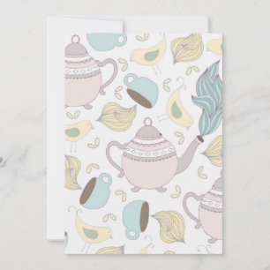  gele vogelteapot parelblauwe beker thee bedankkaart