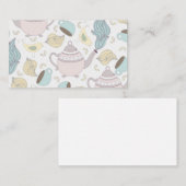  gele vogelteapot parelblauwe beker thee visitekaartje (Voorkant / Achterkant)