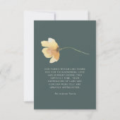 Gele volken Blauwgroen en cream Funeral Loss of Li Bedankkaart (Achterkant)