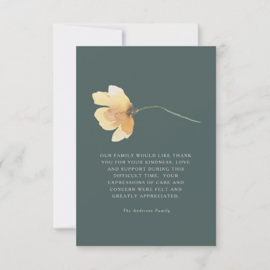 Gele volken Blauwgroen en cream Funeral Loss of Li Bedankkaart (Achterkant)