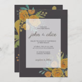 Gele volken en Rozen bruiloft Kaart (Voorkant / Achterkant)