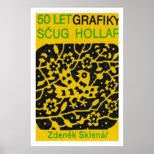 Gele volkspatroon - luciferdoosje print - Tsjechis (Voorkant)