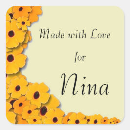 gele voorjaarsbloemenetiketten vierkante sticker