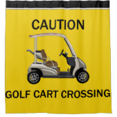 Gele voorzichtigheid Golf Cart Crossing Douchegordijn (Voorkant)