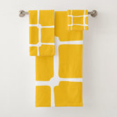 Gele vormen Vierkantjes Vet asymmetrisch Bad Handdoek (Insitu)