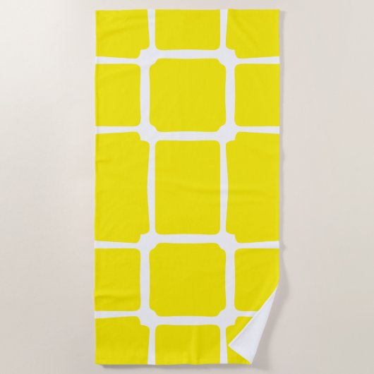 Gele vormen Vierkantjes Vet asymmetrisch Strandlaken (Voorkant)