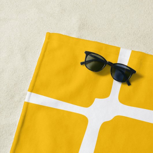 Gele vormen Vierkantjes Vet asymmetrisch Strandlaken (In situ)