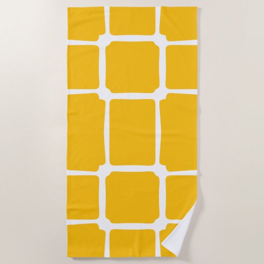 Gele vormen Vierkantjes Vet asymmetrisch Strandlaken (Voorkant)