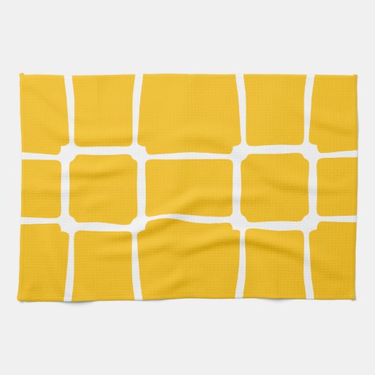 Gele vormen Vierkantjes Vet asymmetrisch Theedoek (Horizontaal)