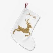 Gele vormgeving in Faux Glitter look & Name Kleine Kerstsok (Voorkant (Hangend))