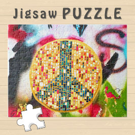 Gele Vrede Mozaïek op Graffiti Muur - Legpuzzel