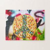 Gele Vrede Mozaïek op Graffiti Muur - Legpuzzel (Horizontaal)