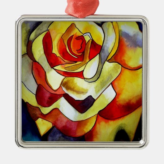 Gele vriesbloem waterverf metalen ornament (Voorkant)