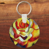 Gele vriesbloem waterverf sleutelhanger (Voorkant)