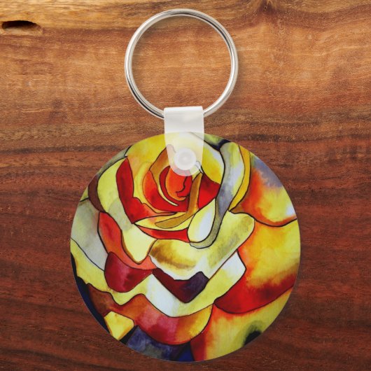 Gele vriesbloem waterverf sleutelhanger (Voorkant)