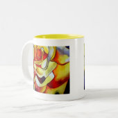 Gele vriesbloem waterverf tweekleurige koffiemok (Voorkant links)