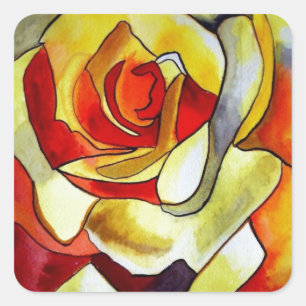 Gele vriesbloem waterverf vierkante sticker