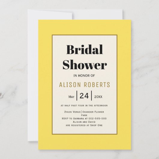 Gele vrijgezellenfeest van de jasmijnflorale bruil kaart (Achterkant)