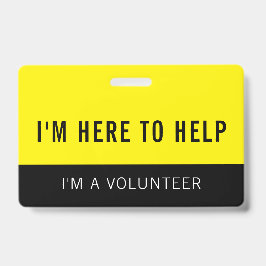 Gele vrijwilliger hier om de badge te helpen