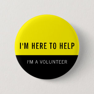Gele vrijwilliger hier om te helpen ronde button 5,7 cm