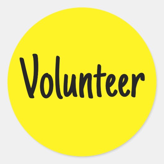 Gele vrijwilliger ronde sticker (Voorkant)