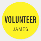 Gele vrijwilliger ronde sticker (Voorkant)