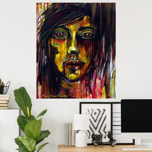 gele vrouw poster (Thuiskantoor)