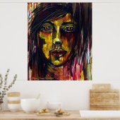 gele vrouw poster (Keuken)