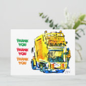 Gele vuilniswagen #130704 bedankkaart (Staand voorkant)