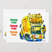 Gele vuilniswagen #130704 bedankkaart (Voorkant / Achterkant)
