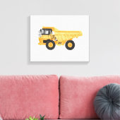 Gele vuilniswagen canvas afdruk (Insitu (Woonkamer))