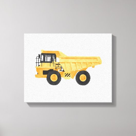 Gele vuilniswagen canvas afdruk (Voorkant)